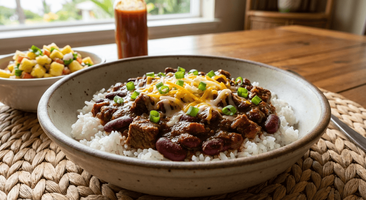Hawaiian Chili with Rice – Local Comfort in a Bowl